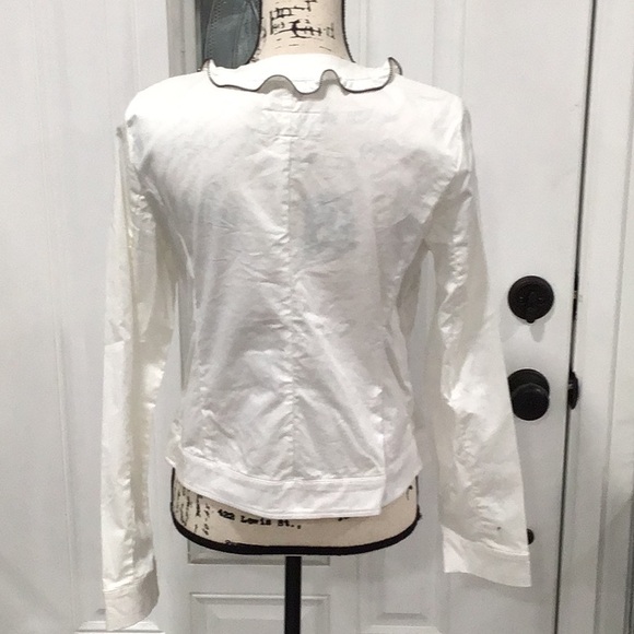 NWOT. MICHAEL KORS Ruffle Zipper Utility Jacket White Button Closure P2P 18.5โ - Picture 9 of 12